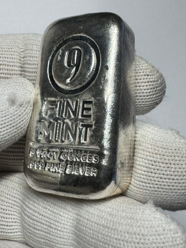 9Fine Mint 5 ounce .999 silver poured bar - Image 7