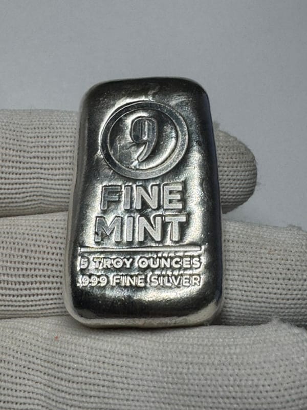 9Fine Mint 5 ounce .999 silver poured bar - Image 3