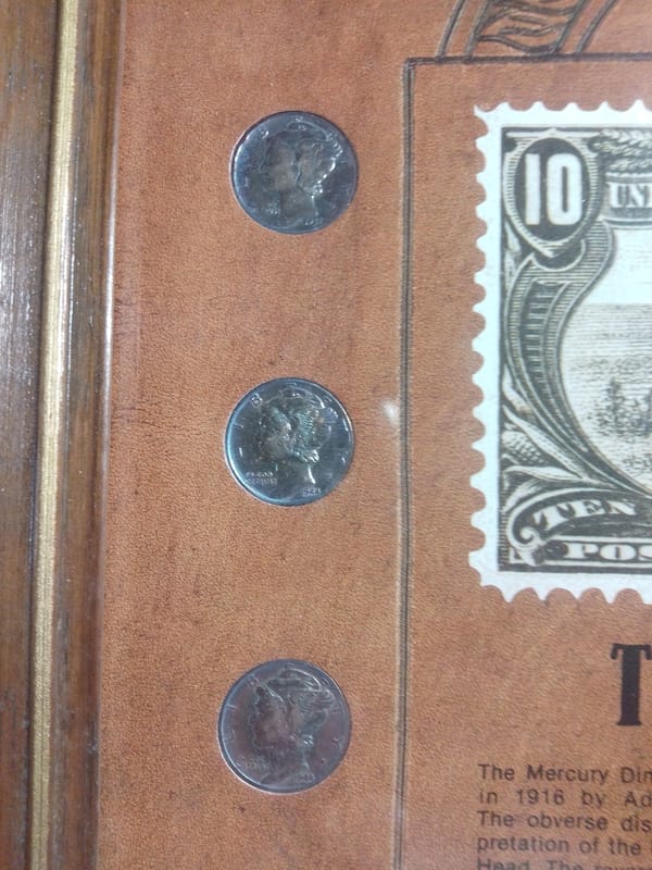 The Pioneers Mercury Dime Coins/Stamps Set free shipping - Image 2