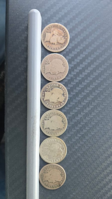 Lot of 6 U.S Barber Dimes - Image 1