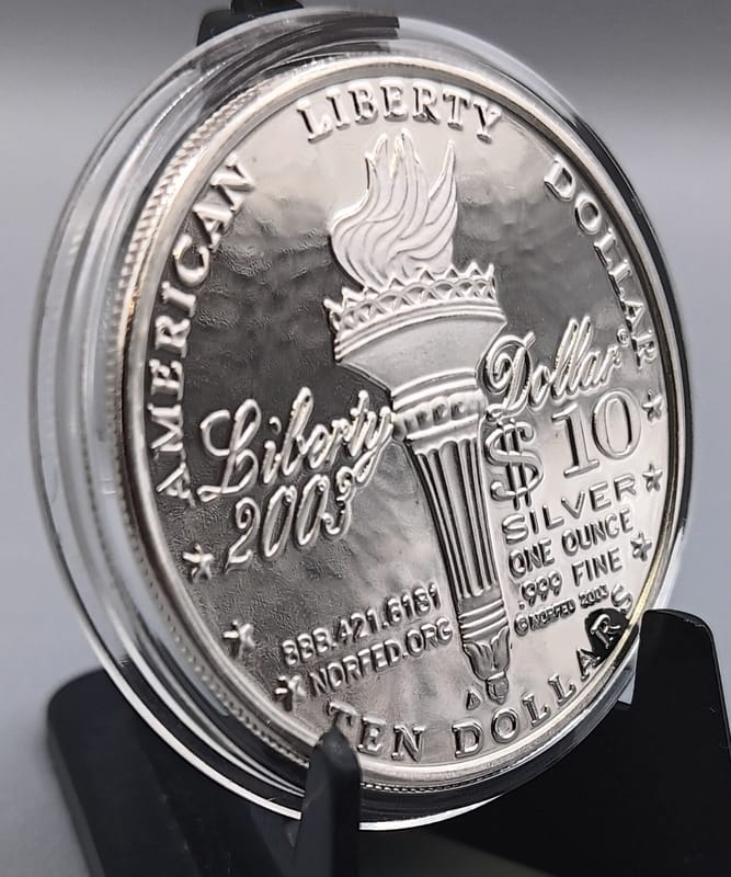 2003 NORFED $10 Liberty  1 oz .999 Fine Silver - Image 4