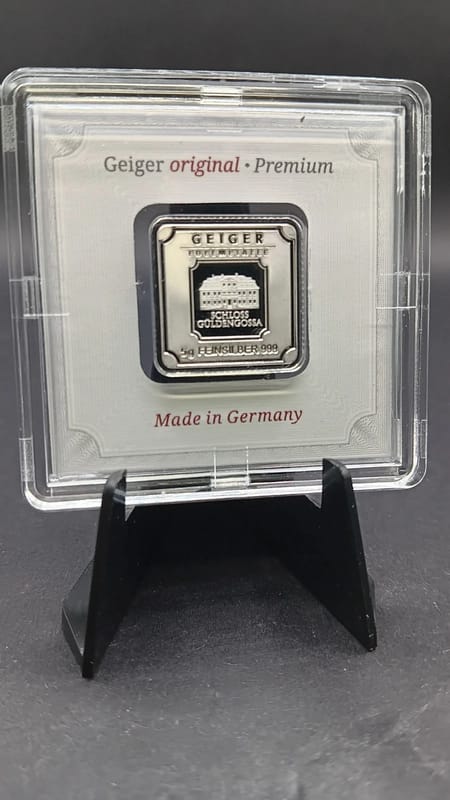 Geiger 5 Gram Premium Silver Bar Sealed In Assay - Image 1