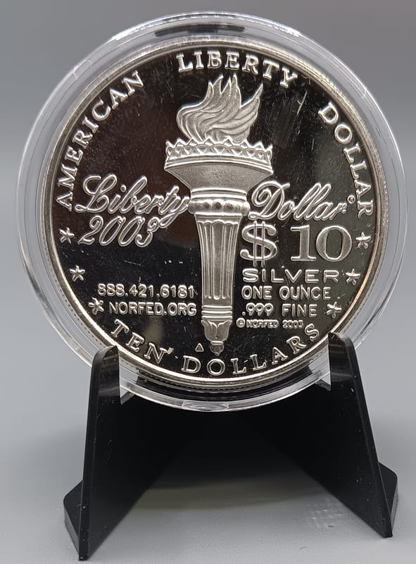 2003 NORFED $10 Liberty  1 oz .999 Fine Silver - Image 6