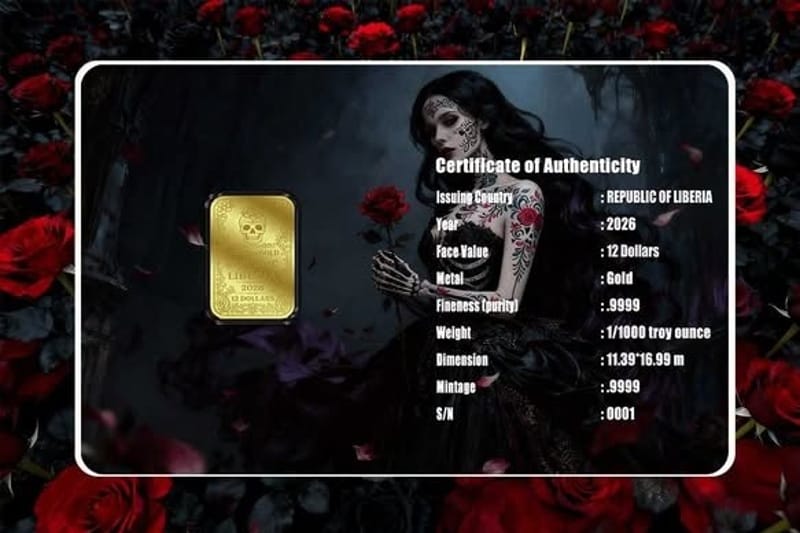 2026 Dia De Los Muertos Roses 1/1000 oz Gold .9999 - Image 4