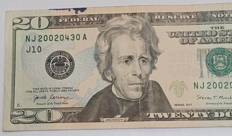 Series 2017 US $20 Bill Paper Currency NJ20020430A - Image 2