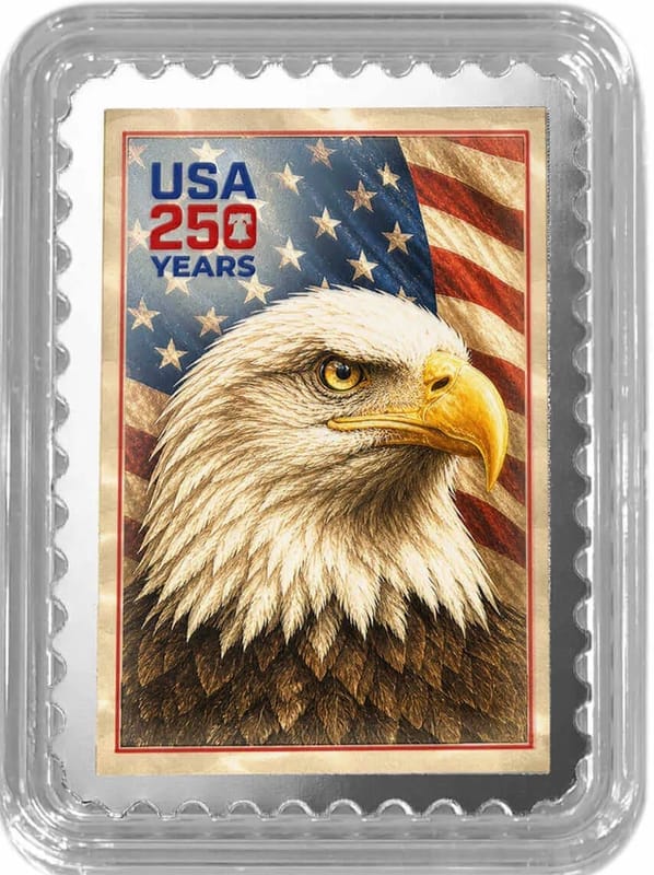 2026 USA 250 Bald Eagle "Stamp" 1/10 oz Silver Bar - Image 3