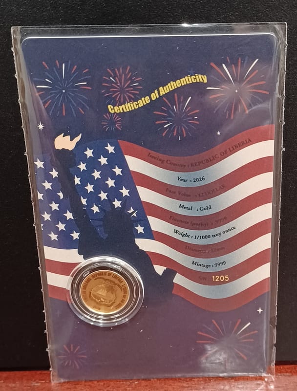 2026 Independence Day 1/1000 oz Gold Coin .9999 - Image 2