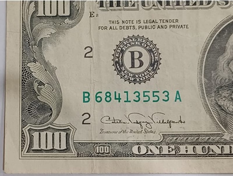 1990 US $100 One Hundred Dollar Bill Franklin B-A - Image 6
