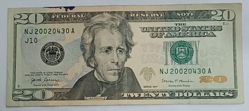 Series 2017 US $20 Bill Paper Currency NJ20020430A - Image 1