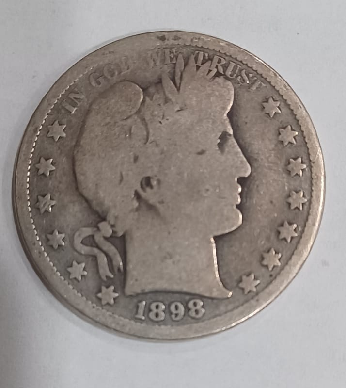 1898-S Barber Half Dollar 90% Silver US Coin - Image 3