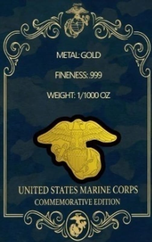 2026 US Marines USMC Commemorative 1/1000 oz Gold - Image 2