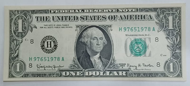 Series 1963A Washington US $1 One Dollar Bill AU - Image 1