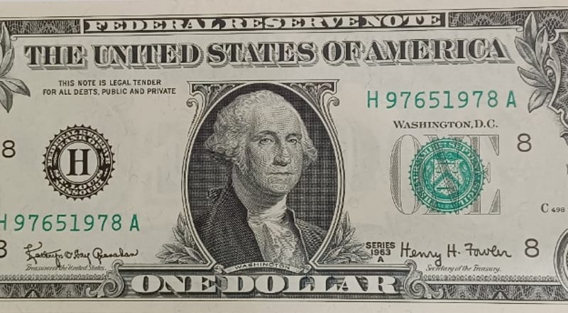 Series 1963A Washington US $1 One Dollar Bill AU - Image 3