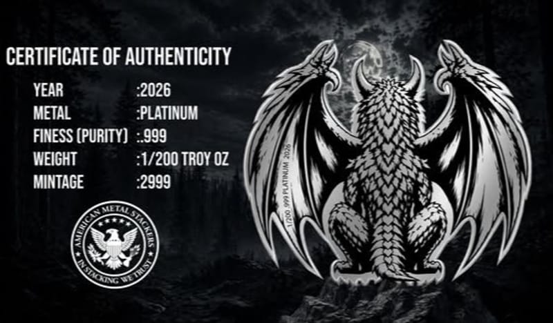 COMING SOON! 2026 GARGOYLE 1/200 oz Platinum - Image 3