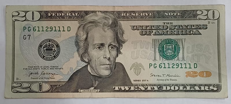 2017A US $20 Bill Currency PG61129111D Chicago - Image 1