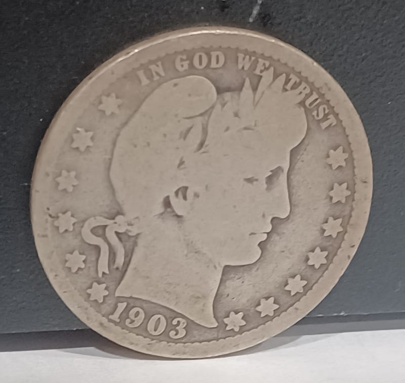1903-P Barber Quarter 90% Silver Vintage US Coin - Image 3