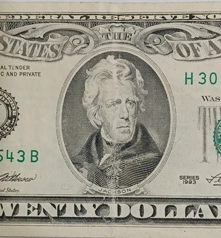 1993 US $20 Twenty Dollar Bill Jackson Currency - Image 4