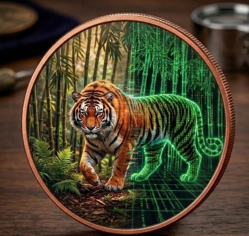2025 High Relief PROOF Tiger 5 oz Copper Round - Image 2