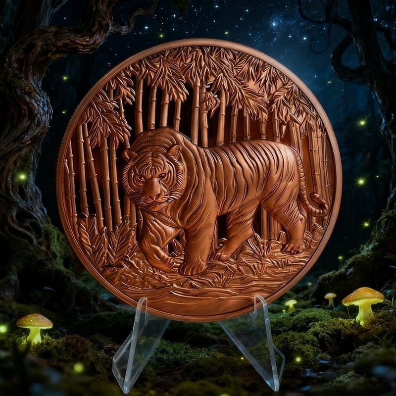 2025 High Relief PROOF Tiger 5 oz Copper Round - Image 4