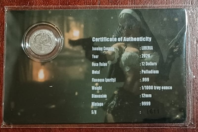1/1000 oz Palladium Coin 2026 Sis Belladonna .999 - Image 6
