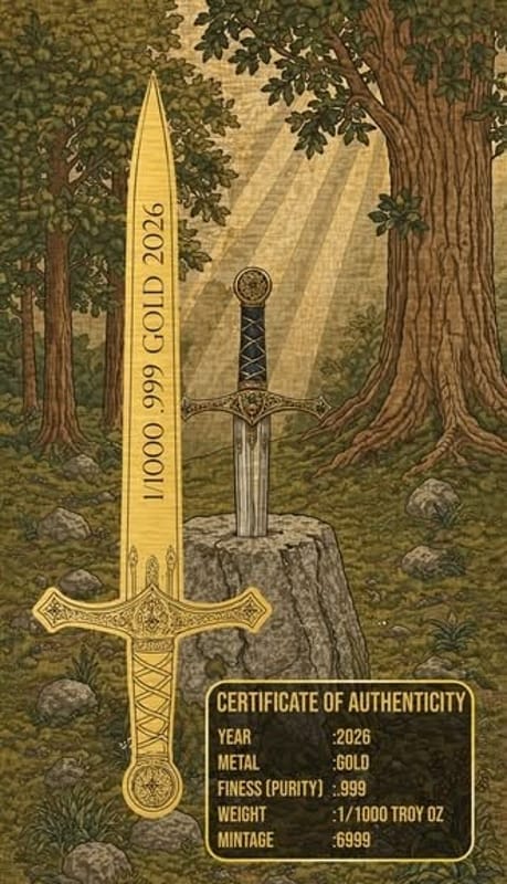 COMING SOON! 2026 Excalibur 1/1000 oz Gold Shaped - Image 3