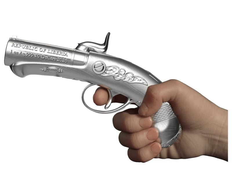 COMING SOON! 2026 Deringer Gun 1 oz Silver Antique - Image 4