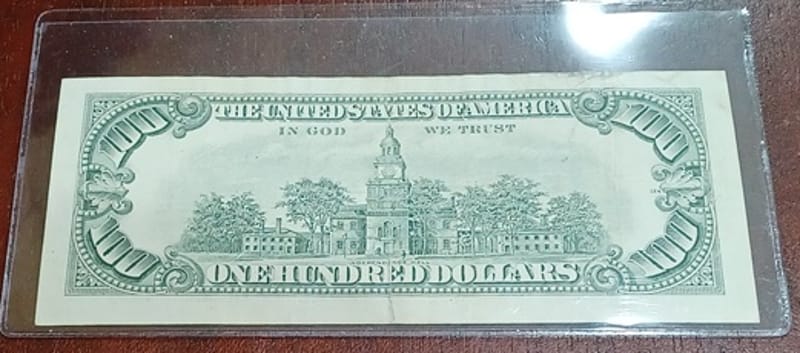 1990 US $100 One Hundred Dollar Bill Franklin B-A - Image 4