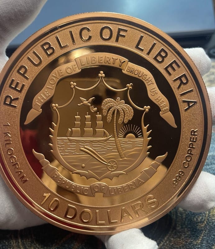 2026 Liberia End of the Trail 1 Kilo .999 Fine Copper Coin High Relief  - Image 2