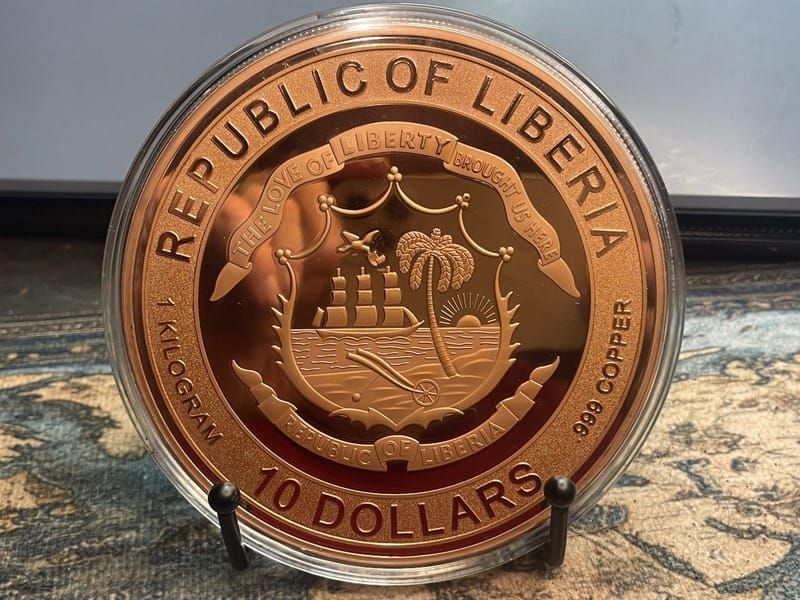 2026 Liberia End of the Trail 1 Kilo .999 Fine Copper Coin High Relief  - Image 4