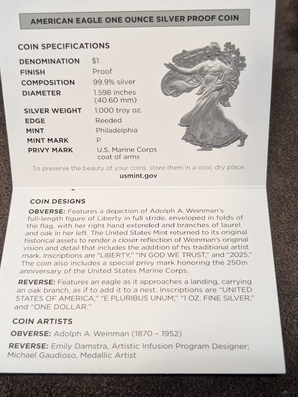 250th Anniversary US Marine Corps Proof ASE - Image 5