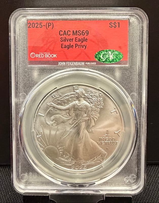 2025-P Silver Eagle w/ Eagle Privy CAC MS69 - Image 1