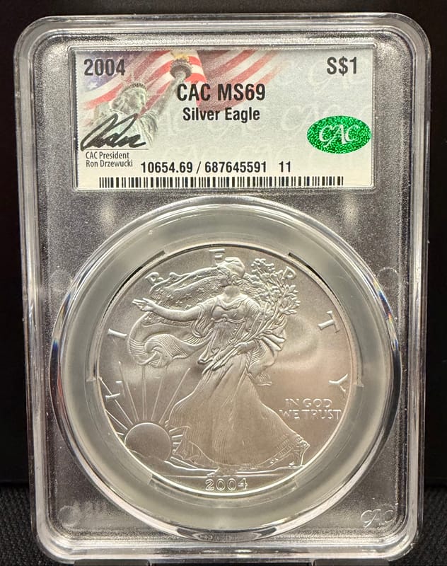 2004 Silver Eagle CAC MS69 Ron Drzewucki - Image 1