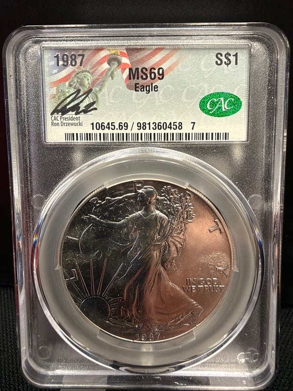 1987 Silver Eagle CAC MS69 - Image 1