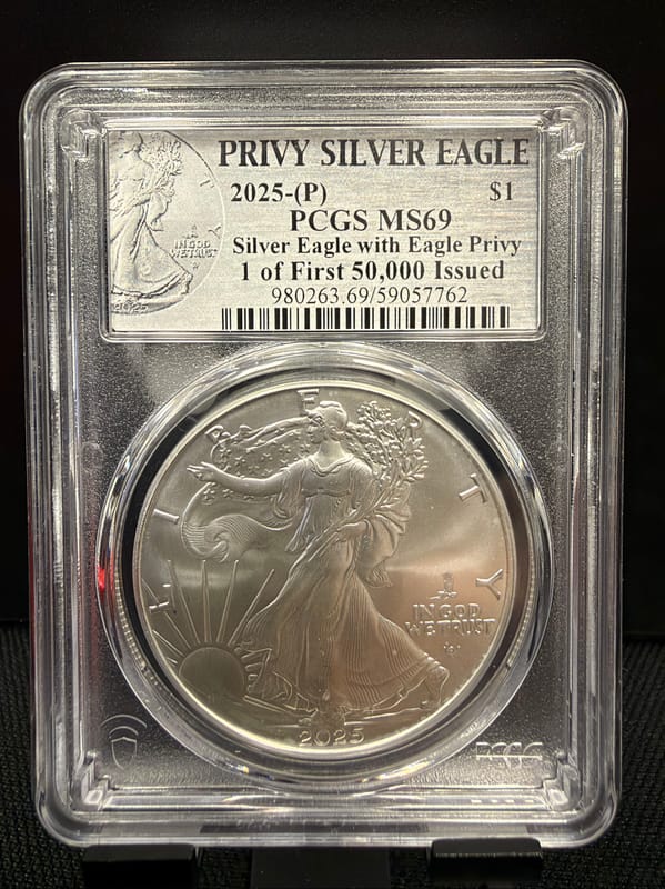 2025-P Silver Eagle w/ Eagle Privy MS69  1 of 50k - Image 1