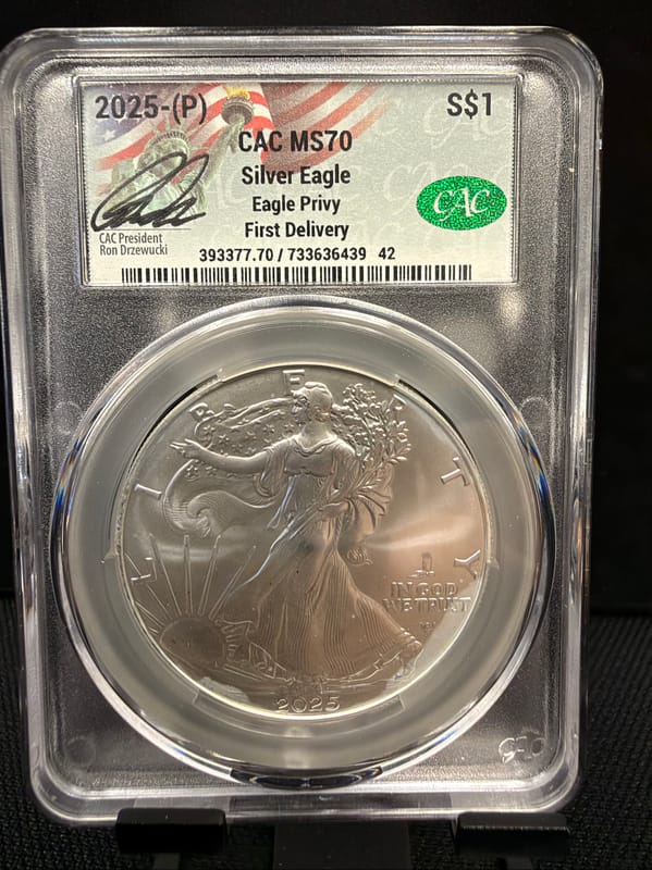 2025-P Silver Eagle CAC MS70 Eagle Privy - Image 1