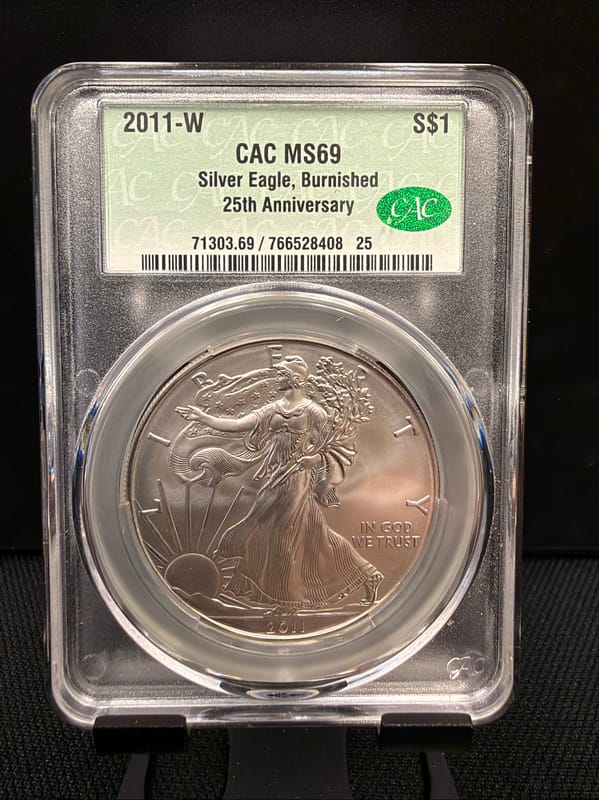 2011-W Silver Eagle Burnished CAC MS69 - Image 1