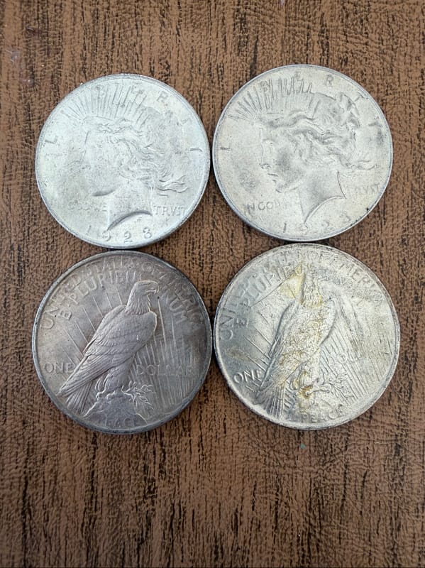 Lot of 4 Random Peace Silver Dollars 1922-1925 - Image 1