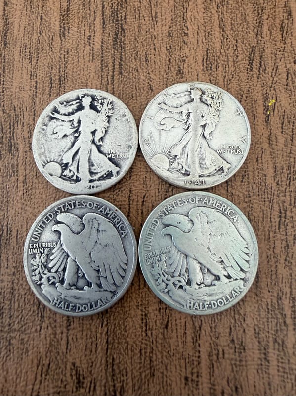 Lot of 4 US Walking Liberty half dollar .9 Silver - Image 1