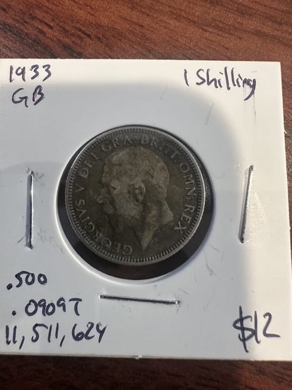1933 Great Britain 1 Shilling 50% Silver - Image 1