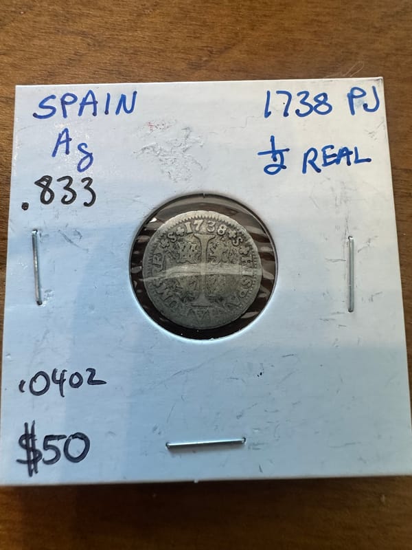 1738 Spain 1/2 Real .833 Silver - Image 1
