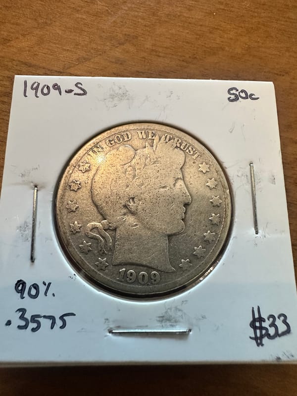 1909-S Barber Half Dollar .900 - Image 1
