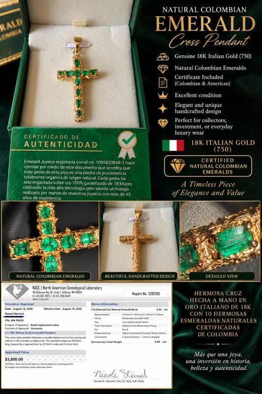 Beautiful 18K Italian Gold Cross (750) featuring n - Image 1