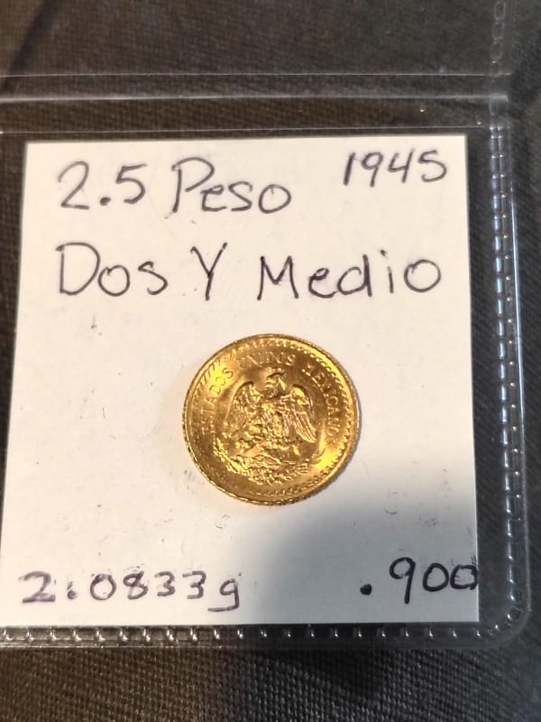 2.5 Peso Dos Y Medio Peso .900 Fine Gold - Image 3