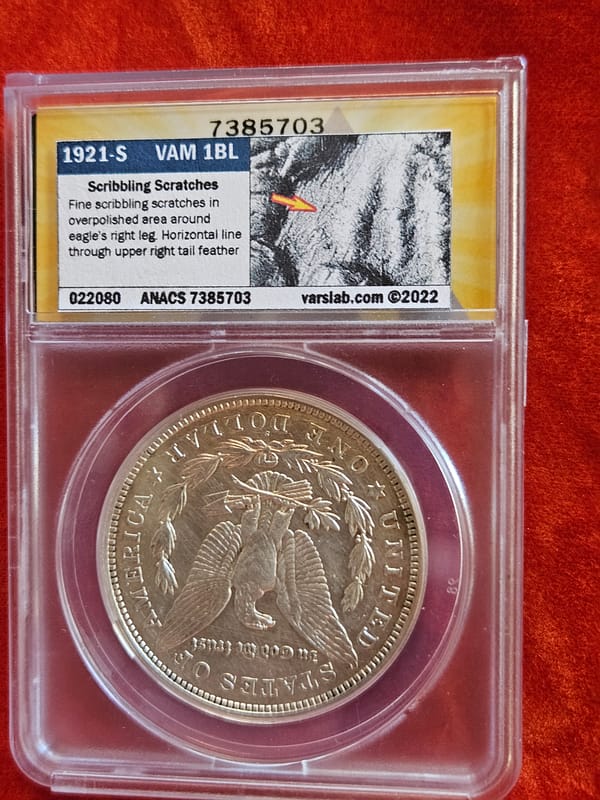 1921-S Morgan S$ ANACS AU-55 DETAILS VAM 1BL - Image 3