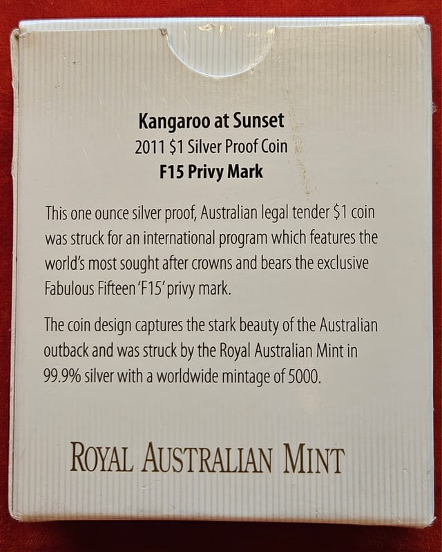 2011 Kangaroo at Sunset $1 Proof Coin F15 Privy - Image 5