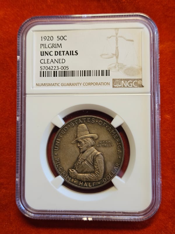 1920 50C PILGRIM NGC UNC DETAILS CLEANED - Image 1