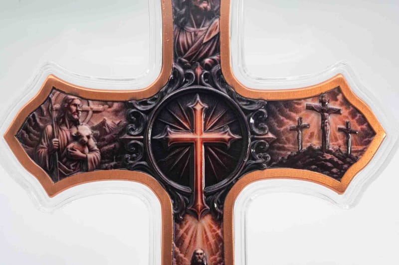 Life of Christ 5oz Colorized Copper Cross - Image 2