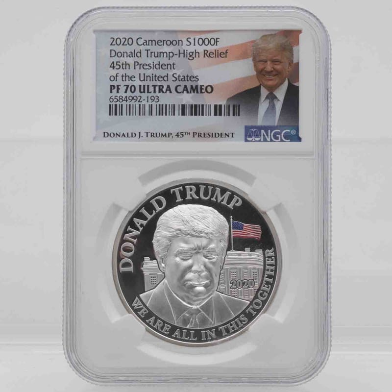 2020 Cameroon LE High Relief Trump Silver Coin NGC - Image 1
