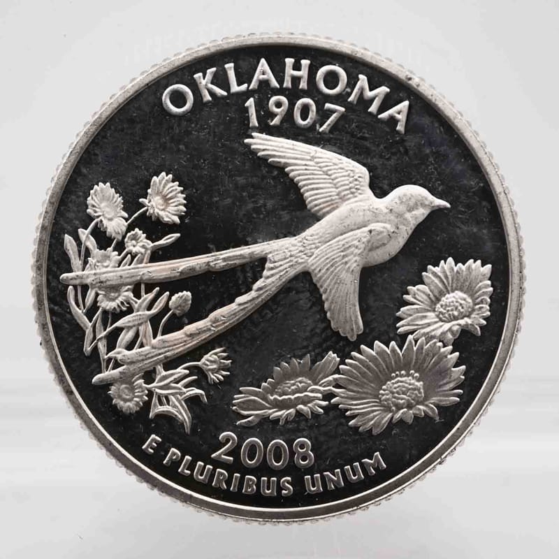 2008 Oklahoma Proof Silver Quarter 90% - Image 1