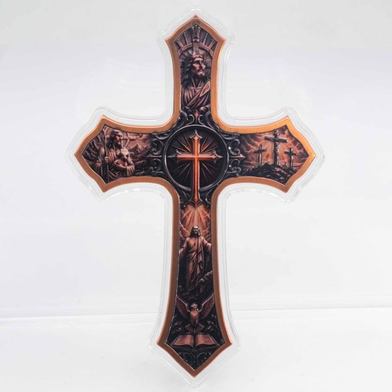 Life of Christ 5oz Colorized Copper Cross - Image 1